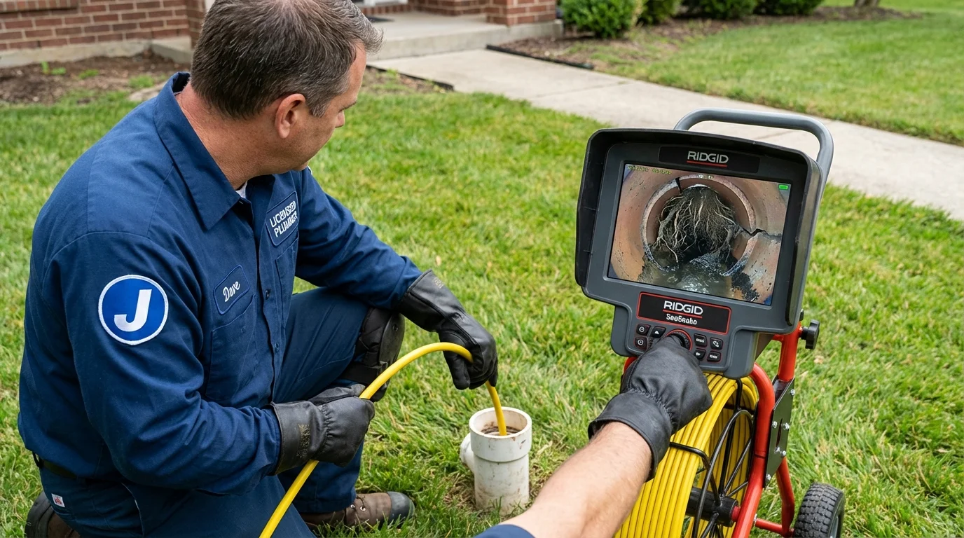 Sewer camera inspection being performed by Johns Plumbing LLC in Lebanon
