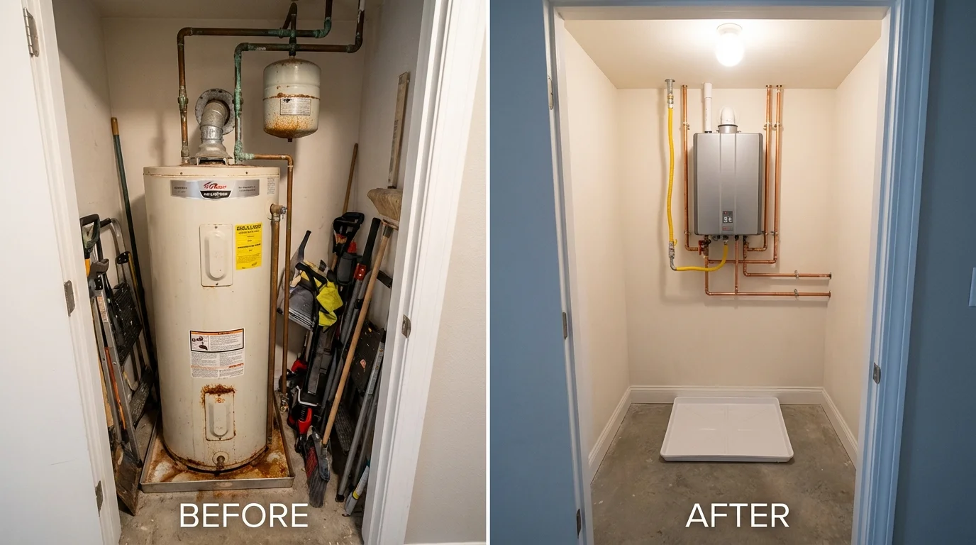 Tank water heater versus wall-mounted tankless unit comparison for Lebanon, MO homeowners